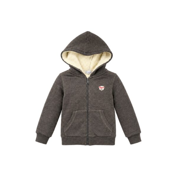 Sweat à capuche zippé doublé Bonpoint unisexe gris anthracite chiné taille 12 ans — vue 2