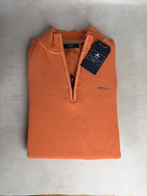 Pull homme à col montant zippé NZA New Zealand Auckland orange caramel taille M — vue 8