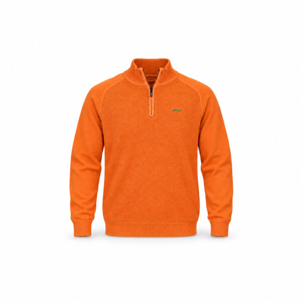 Pull homme à col montant zippé NZA New Zealand Auckland orange caramel taille M