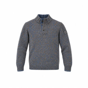 Pull col camionneur NZA New Zealand Auckland Frederick homme bleu chiné/marron taille M