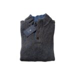 Pull col camionneur NZA New Zealand Auckland Frederick homme bleu chiné/marron taille M — vue 2