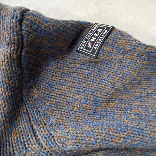 Pull col camionneur NZA New Zealand Auckland Frederick homme bleu chiné/marron taille M — vue 6