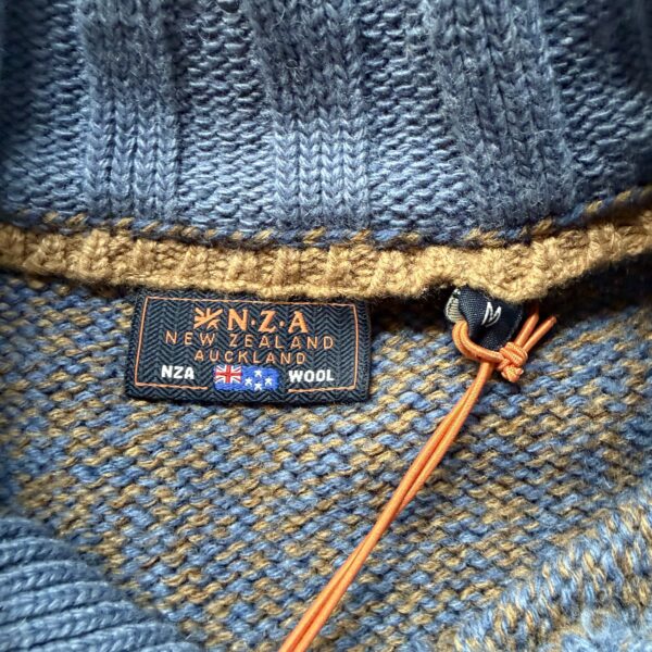 Pull col camionneur NZA New Zealand Auckland Frederick homme bleu chiné/marron taille M — vue 7