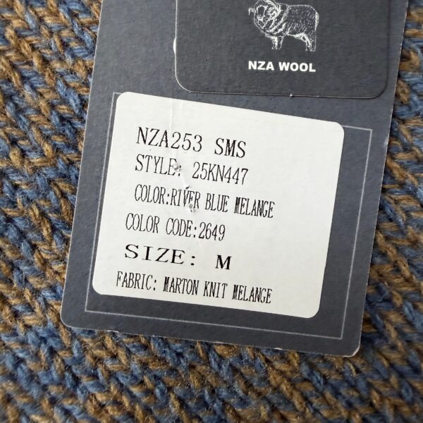 Pull col camionneur NZA New Zealand Auckland Frederick homme bleu chiné/marron taille M — vue 8