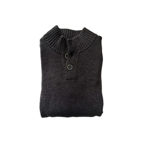Pull col montant à boutons NZA New Zealand Auckland homme marron chiné taille M — vue 2
