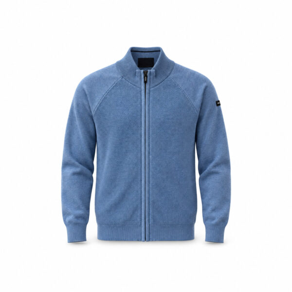 Gilet zippé en maille NZA New Zealand Auckland homme bleu chiné taille L