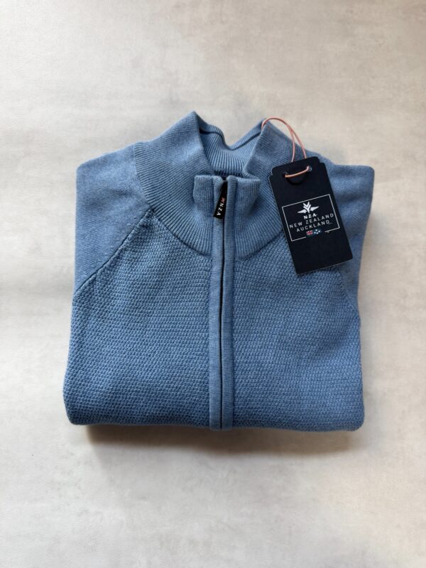 Gilet zippé en maille NZA New Zealand Auckland homme bleu chiné taille L — vue 9