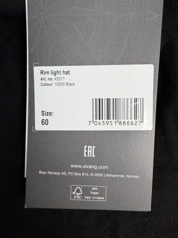 Bonnet Ulvang Rim Light Hat unisexe noir taille 60 — vue 4