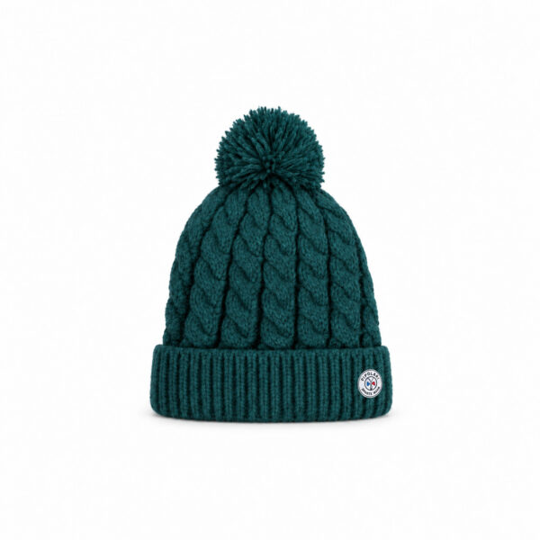 Bonnet à pompon Pipolaki Gstaad vert sapin