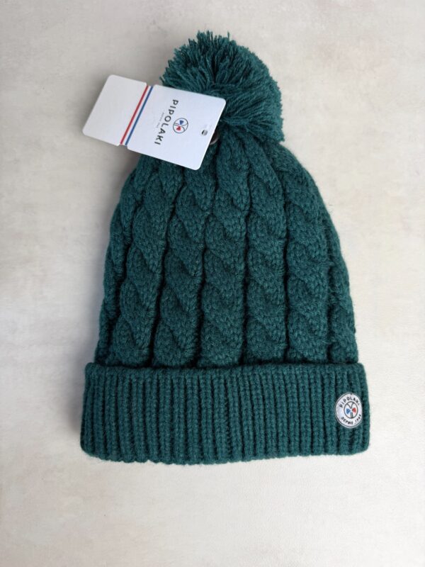 Bonnet à pompon Pipolaki Gstaad vert sapin — vue 2