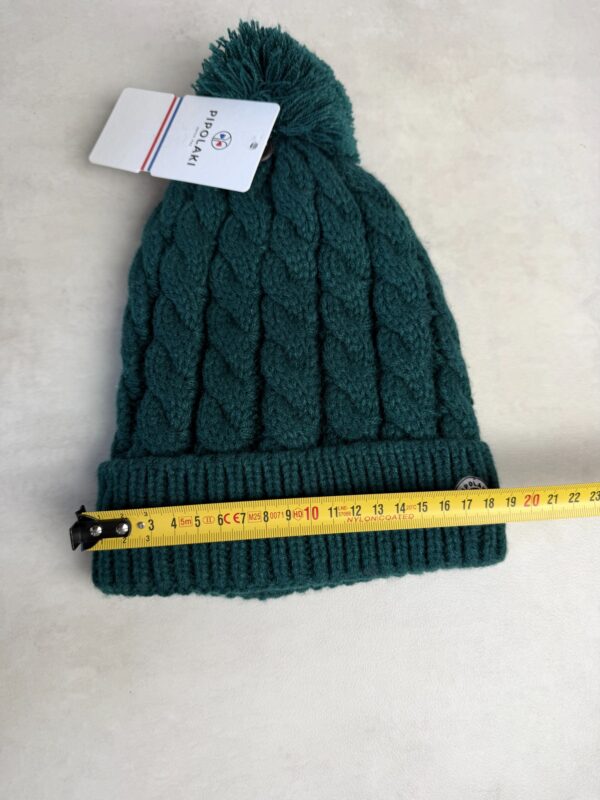 Bonnet à pompon Pipolaki Gstaad vert sapin — vue 3