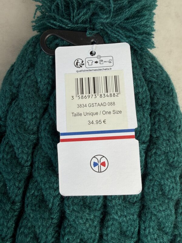Bonnet à pompon Pipolaki Gstaad vert sapin — vue 5