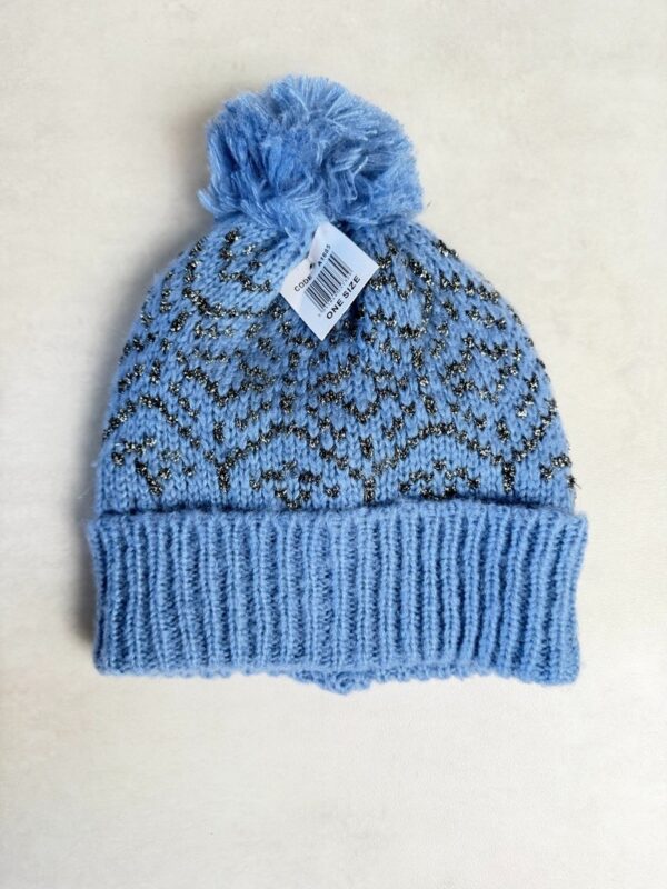 Bonnet à pompon Hawkins Collection femme bleu ciel taille TU — vue 2