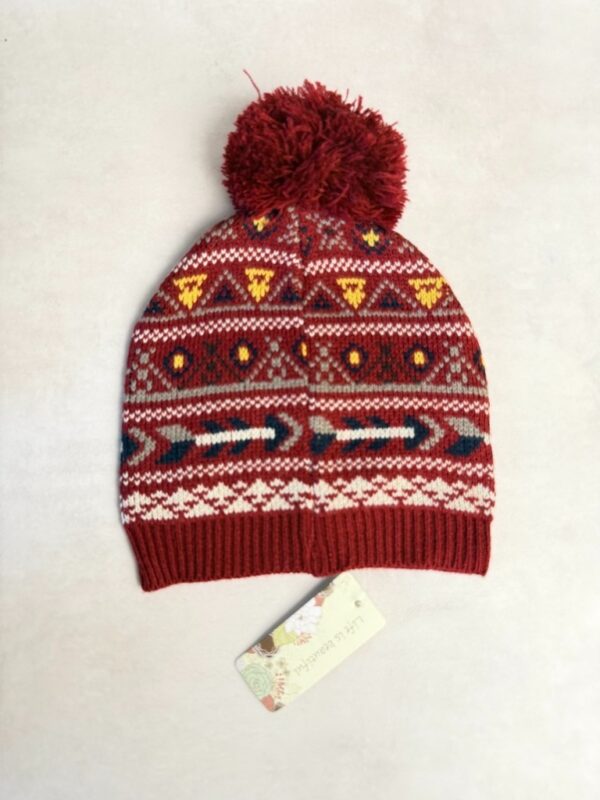 Bonnet à pompon Life is Beautiful femme bordeaux taille TU — vue 2
