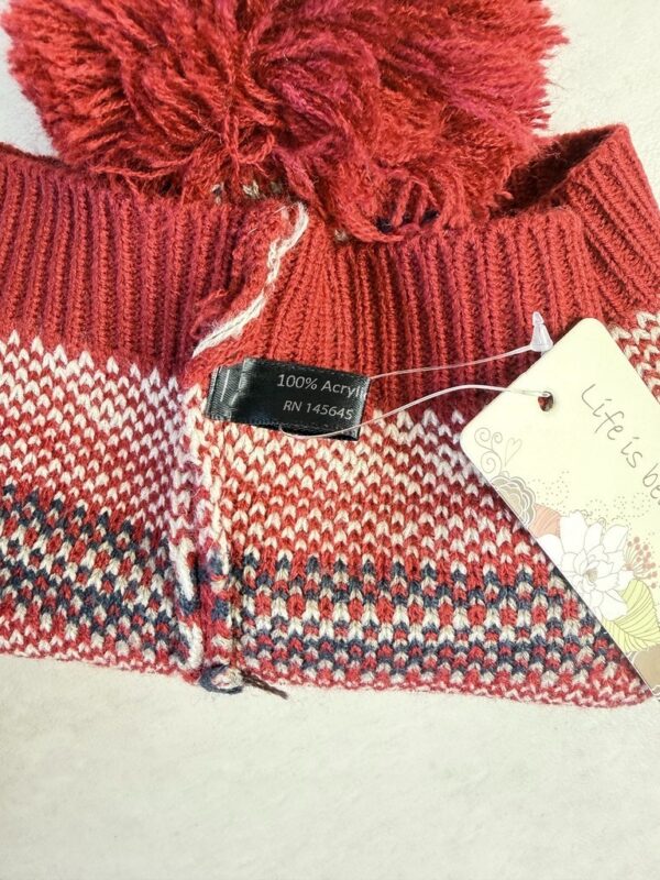 Bonnet à pompon Life is Beautiful femme bordeaux taille TU — vue 6