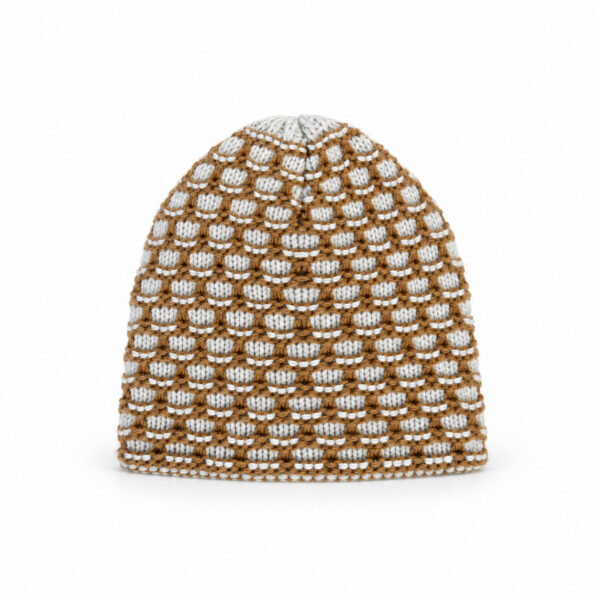 Bonnet tricoté doublé polaire unisexe beige/blanc cassé