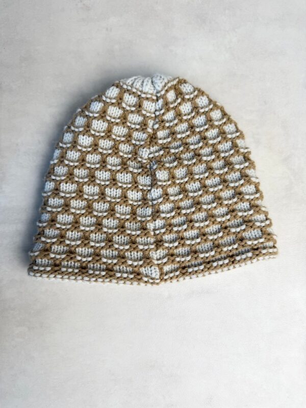 Bonnet tricoté doublé polaire unisexe beige/blanc cassé — vue 2