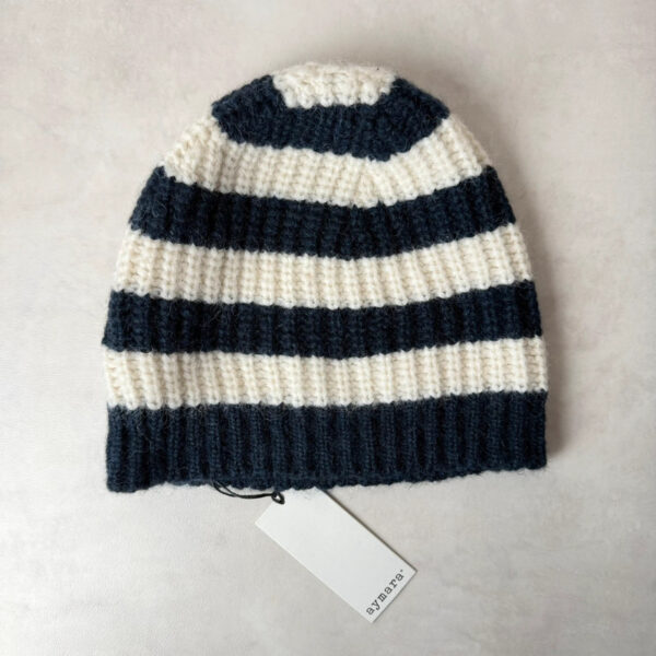 Bonnet en maille Aymara Denis unisexe bleu marine taille L