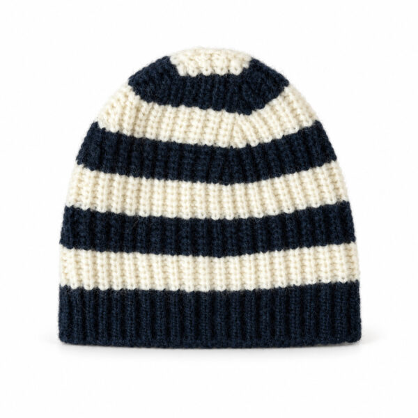 Bonnet en maille Aymara Denis unisexe bleu marine taille L