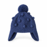 Bonnet à pompon avec cache-oreilles Aymara Luca unisexe bleu indigo taille M