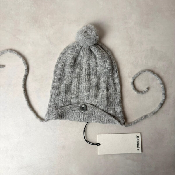 Bonnet bébé à pompon Aymara SOL gris taille XXS — vue 2