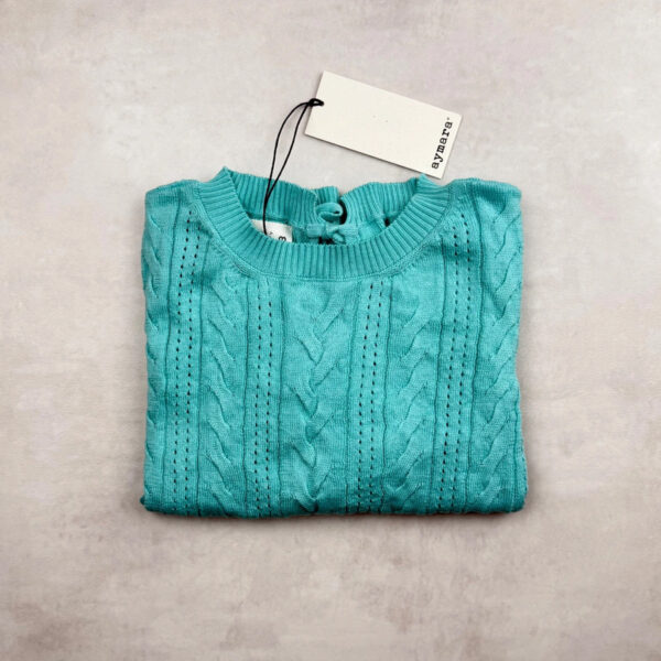 Pull à col rond enfant Aymara Nele turquoise taille 116 — vue 2