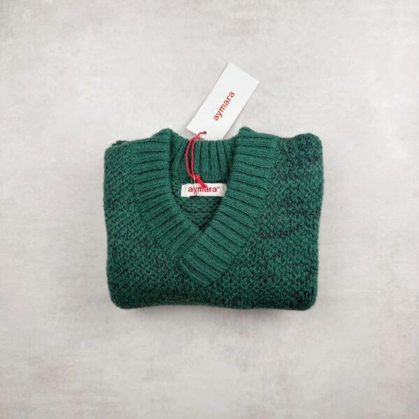 Pull enfant Aymara Salvador vert chiné taille 4 ans — vue 2