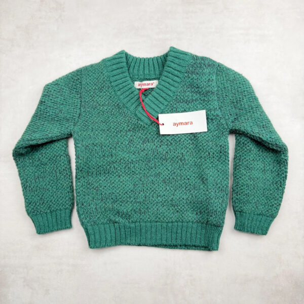 Pull enfant Aymara Salvador vert chiné taille 4 ans — vue 3