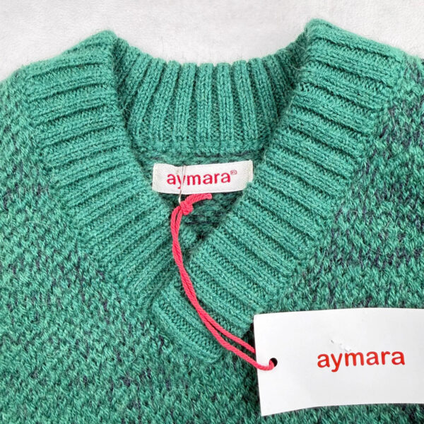 Pull enfant Aymara Salvador vert chiné taille 4 ans — vue 4