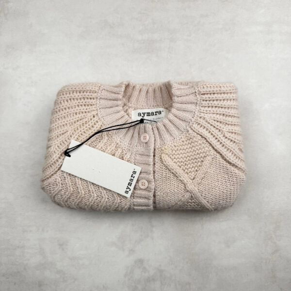 Gilet en maille bébé Aymara beige/jaune moutarde taille 2 ans — vue 2
