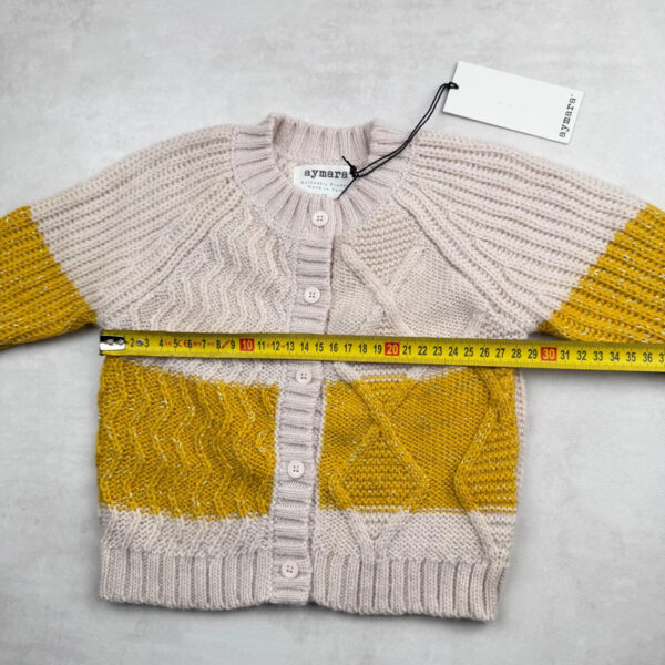 Gilet en maille bébé Aymara beige/jaune moutarde taille 2 ans — vue 9