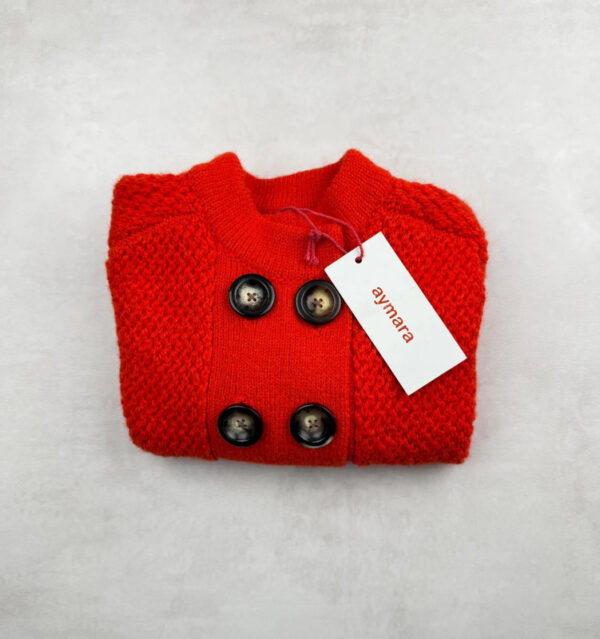 Poncho enfant Aymara rouge taille 4 ans — vue 2
