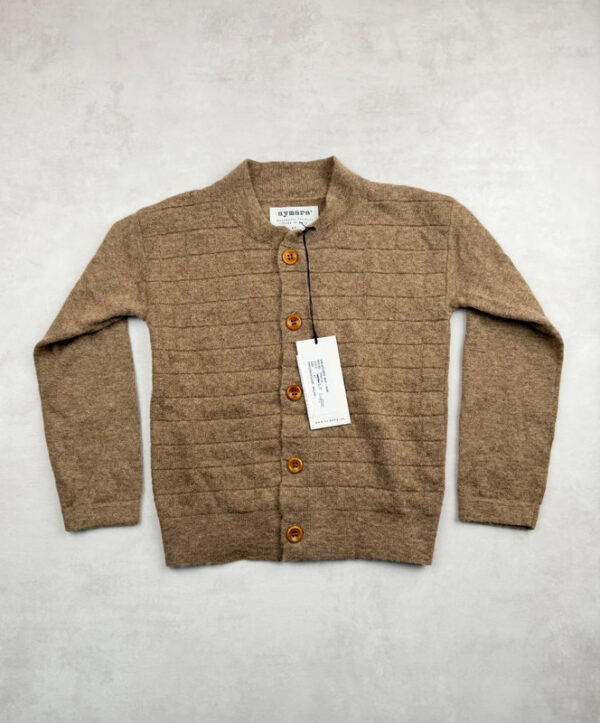 Gilet cardigan enfant Aymara unisexe marron taupe taille 4 ans — vue 2