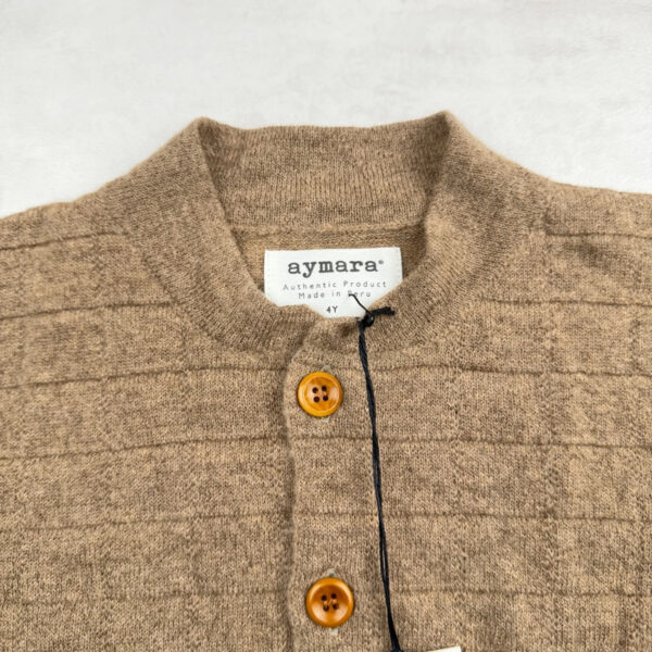 Gilet cardigan enfant Aymara unisexe marron taupe taille 4 ans — vue 3