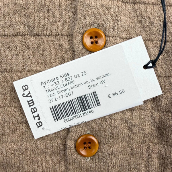 Gilet cardigan enfant Aymara unisexe marron taupe taille 4 ans — vue 7