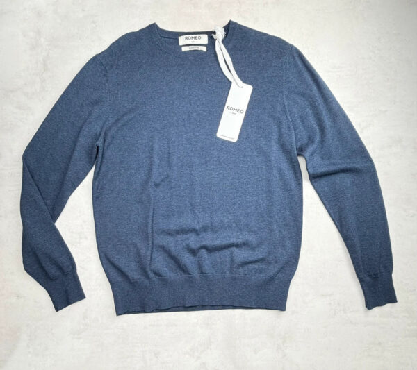 Pull à col rond homme bleu marine chiné taille S — vue 3