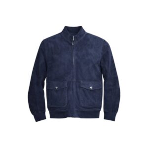 Blouson en cuir Olly Gan Albin homme bleu marine taille XL
