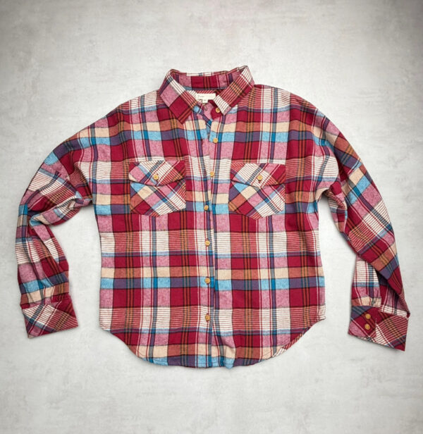 Chemise à carreaux manches longues femme rouge taille S — vue 3