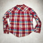 Chemise à carreaux manches longues femme rouge taille S — vue 10