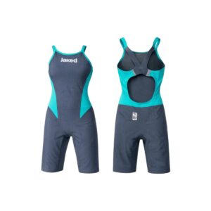 Maillot de bain de compétition jambes longues JRUSH FWS0 femme gris anthracite/turquoise taille 26