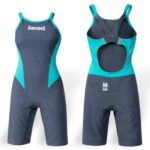 Maillot de bain de compétition jambes longues JRUSH FWS0 femme gris anthracite/turquoise taille 26 — vue 2