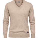 Pull à col V Ulvang Skifer V-neck w/ patches Ws femme beige chiné taille S — vue 2