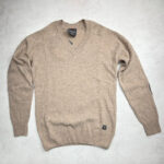 Pull à col V Ulvang Skifer V-neck w/ patches Ws femme beige chiné taille S — vue 3