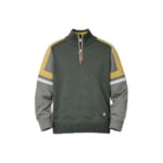 Pull col montant zippé homme vert olive taille M