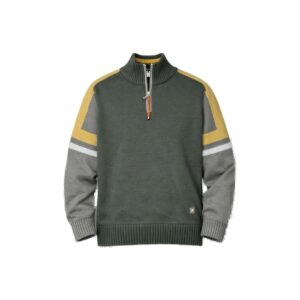 Pull col montant zippé homme vert olive taille M