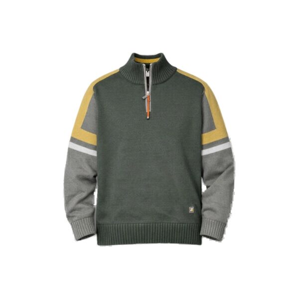 Pull col montant zippé homme vert olive taille M