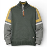 Pull col montant zippé homme vert olive taille M — vue 2