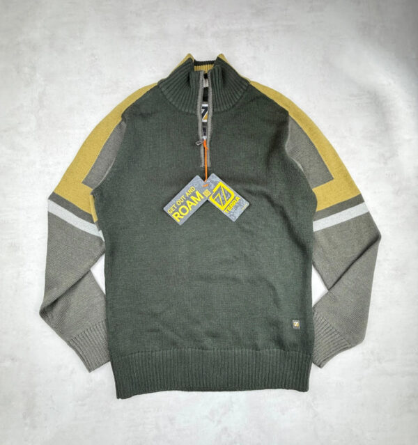 Pull col montant zippé homme vert olive taille M — vue 3