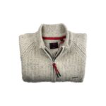 Gilet zippé en maille homme écru chiné taille XXL