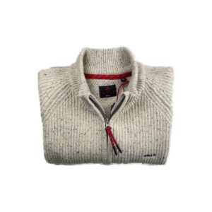 Gilet zippé en maille homme écru chiné taille XXL
